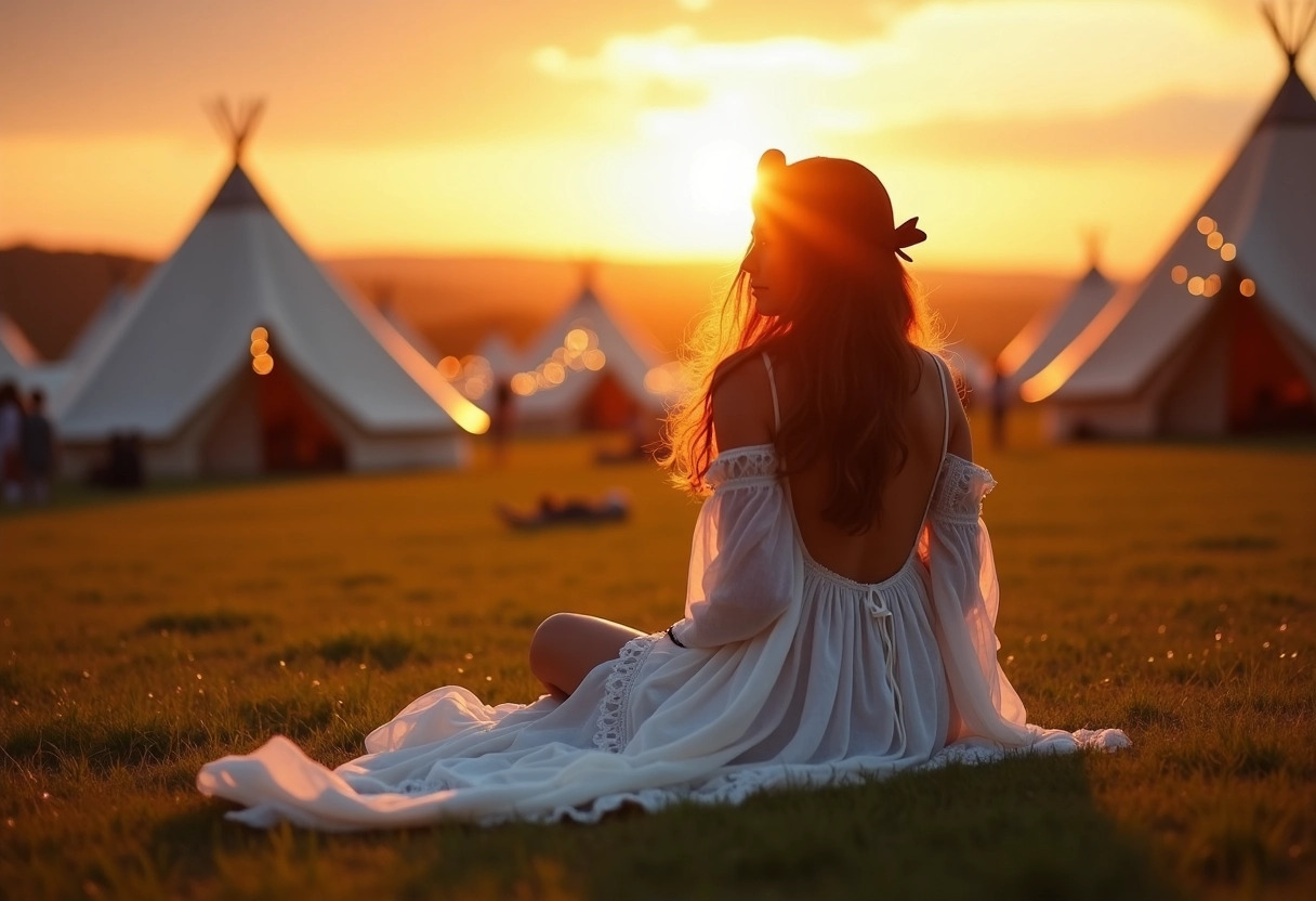 longue robe blanche + festival